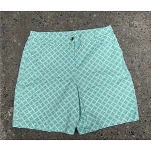 Kim Rogers Women’s Printed Twill Chino Shorts All Over Print Light Green Size 16